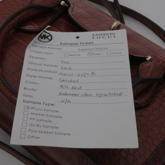 MICHAEL KORS Croc Embossed Red Leather Satchel Leather Bag Handbag Purse - Picture 2 of 9